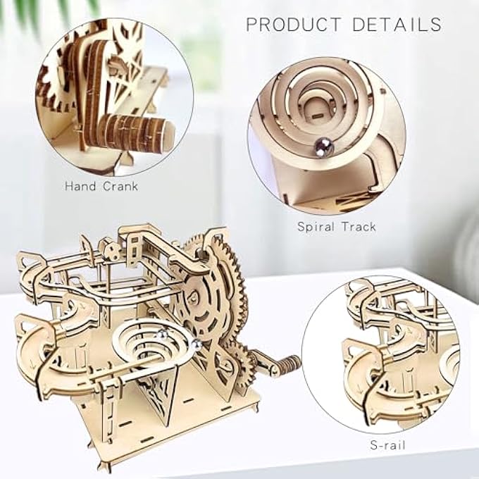 3D WOODEN PUZZLE TRACK FOR MARBLES CONSTRUCTION KIT MECHANICAL MODEL, WOODEN MODEL KIT FOR 3D PUZZLES, 3D PUZZLE TRACK WOODEN MARBLES, WOODEN CONSTRUCTION MODEL SET FOR ADULTS AND CHILDREN - Image 2